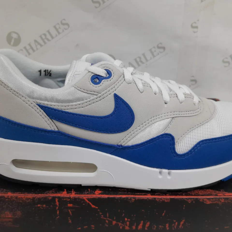 BOXED PAIR OF NIKE AIR MAX 1 '86 OG SHOES IN WHITE/BLUE - UK 9