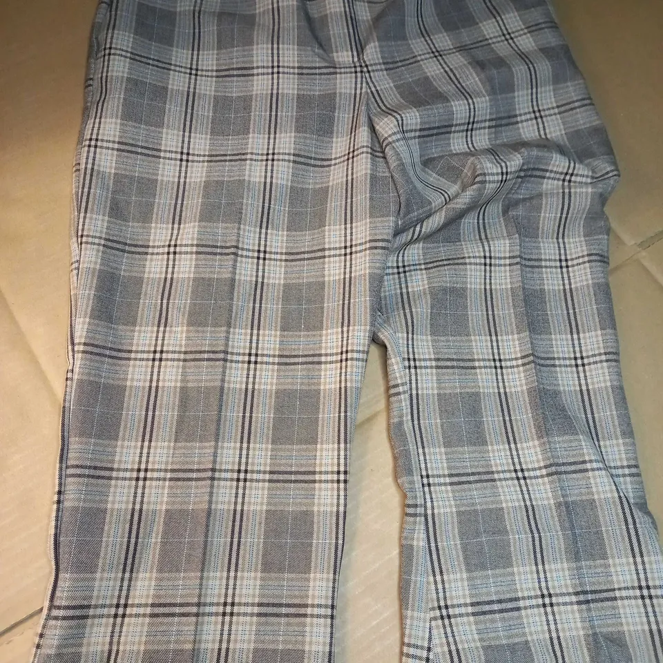 ASOS BROWN CHECK FLARED TROUSERS - SIZE 10