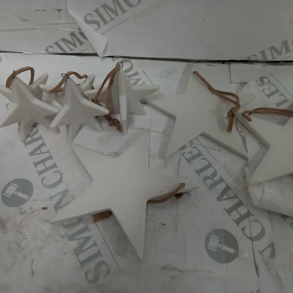 K BY KELLY HOPPEN SET OF 6 STAR CHRISTMAS TREE DECORATIONS - WHITE