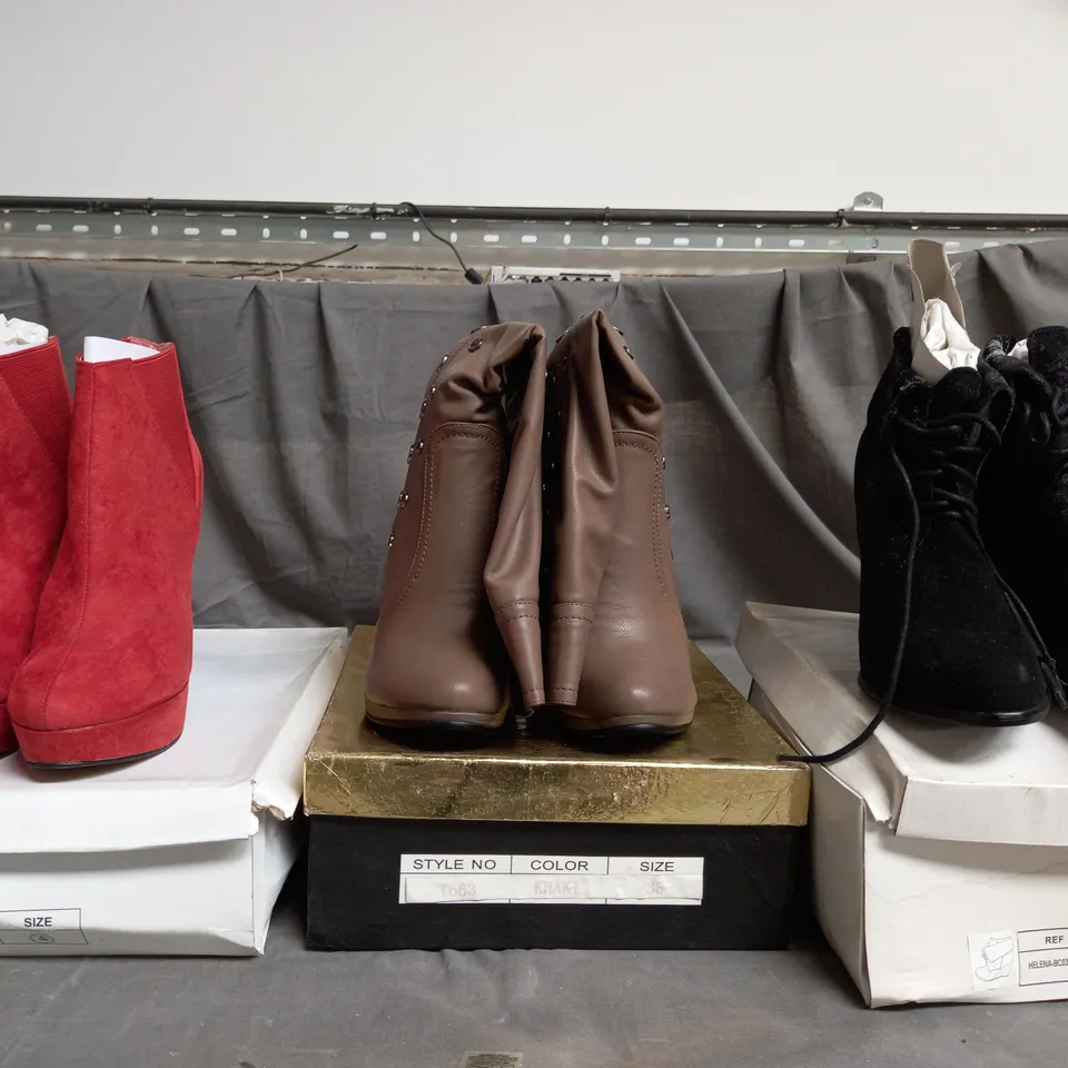 APPROXIMATELY 10 BOXED ASSORTED PAIRS OF SHOES IN VARIOUS COLOURS, STYLES, AND SIZES