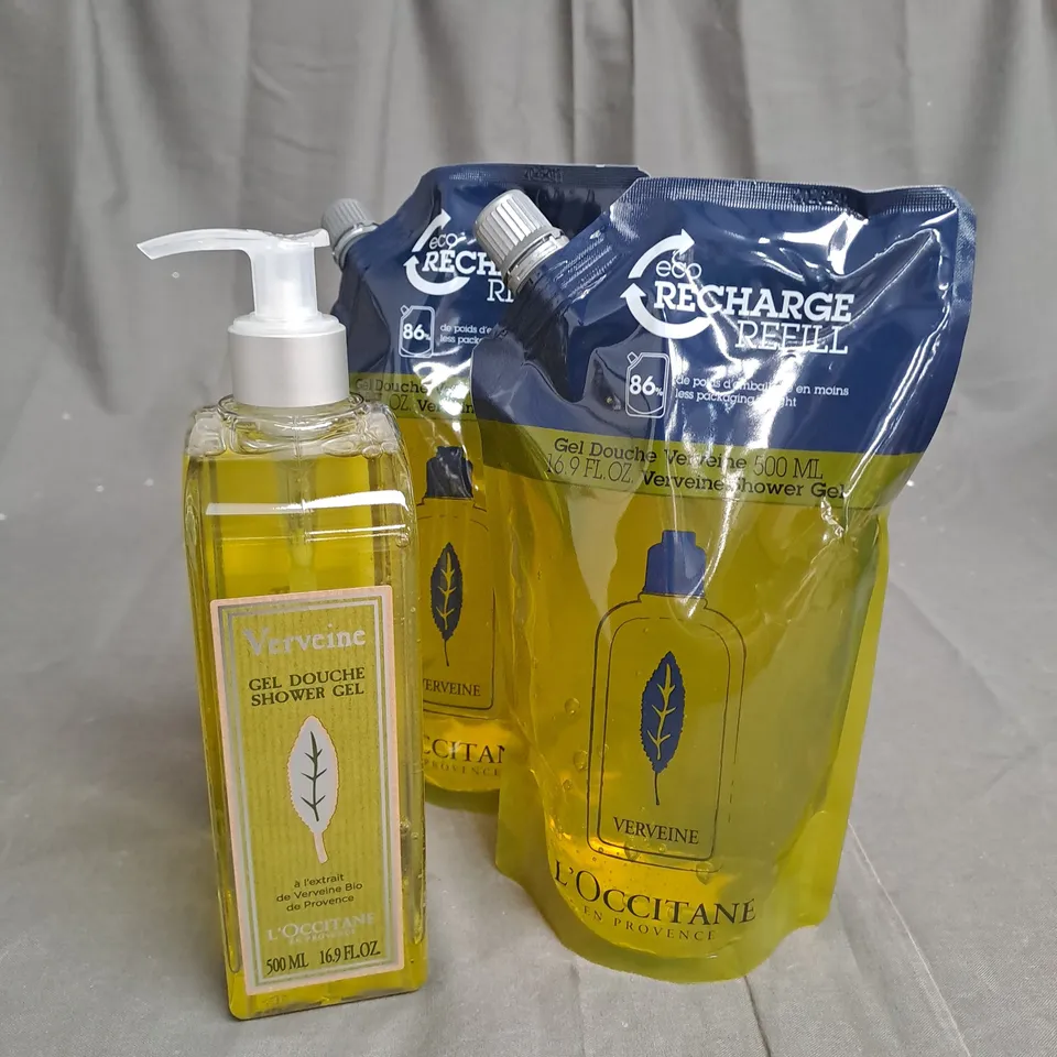 BOXED L'OCCITANE VERBENA SHOWER GEL 500ML AND L'OCCITANE UNISEX VERVEINE (VERBENA) SHOWER GEL 16.9 OZ BATH & BODY