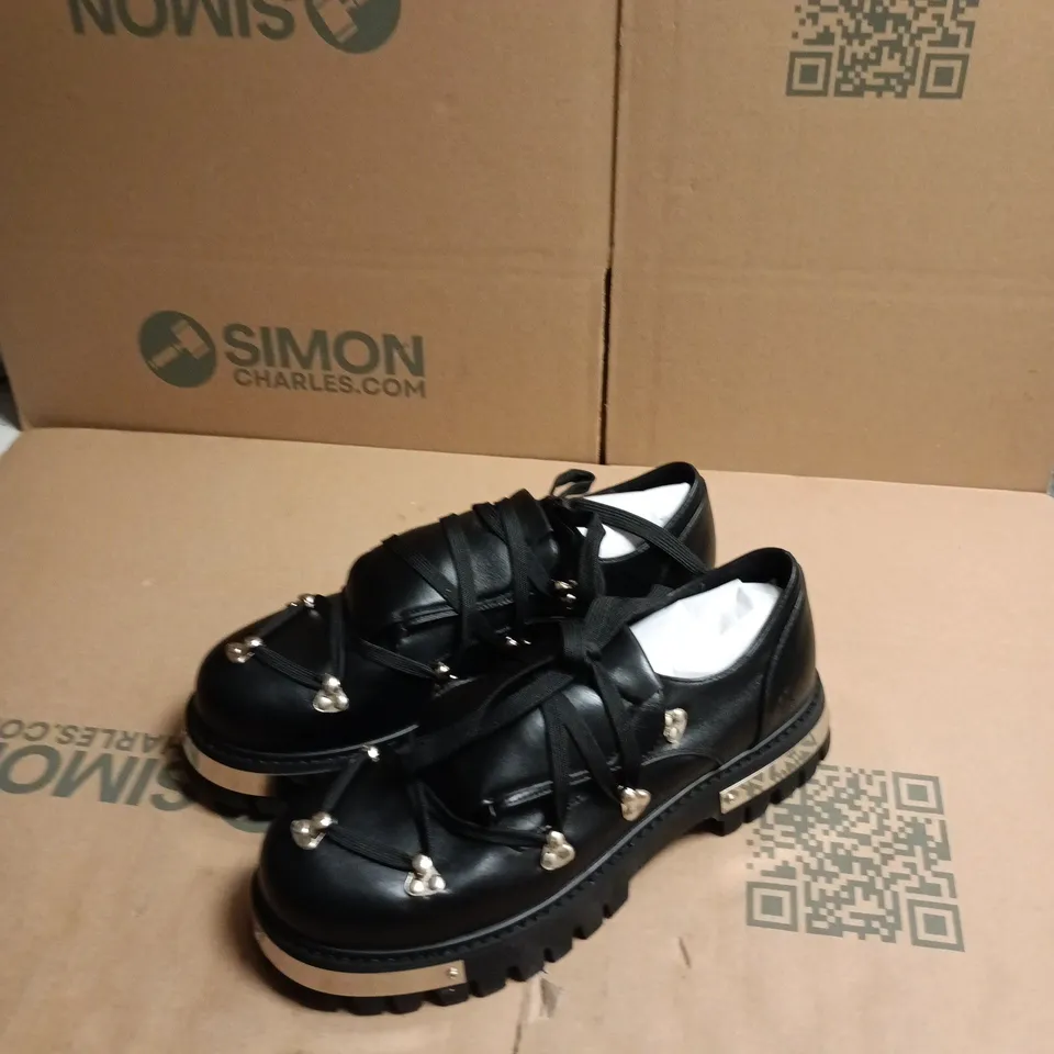 KOI BLACK LEATHER LOAFERS UK 10
