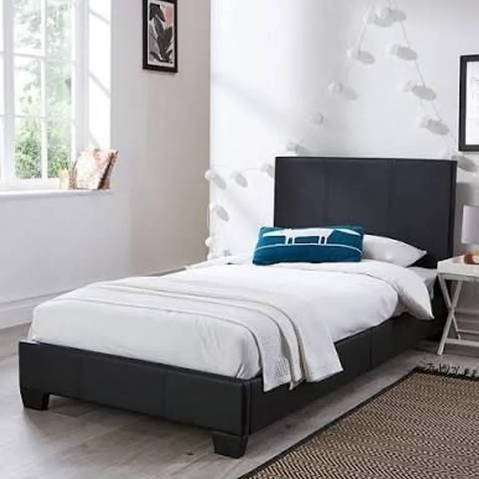 BOXED ELLIS FAUX LEATHER SINGLE BEDFRAME