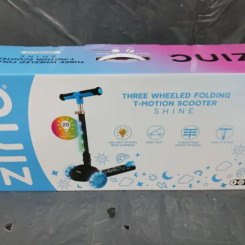 ZINC THREE WHEELED FOLDING T-MOTION SHINE SCOOTER - BLUE