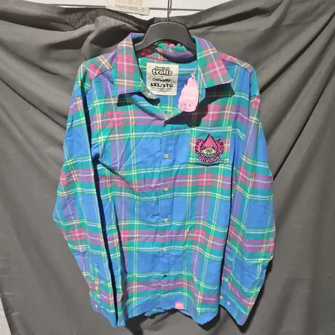 CAKEWORTHY X TROLLS PLAID SHIRT β 3XL (UK 22 APPROX), LONG-SLEEVE BUTTON-UP
