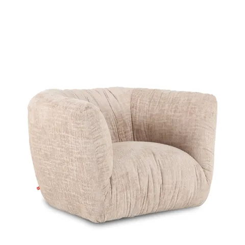 BRAND NEW BOXED ROCHE OBLIA SWIVEL CHAIR IN OMBRA FABRIC - SAND