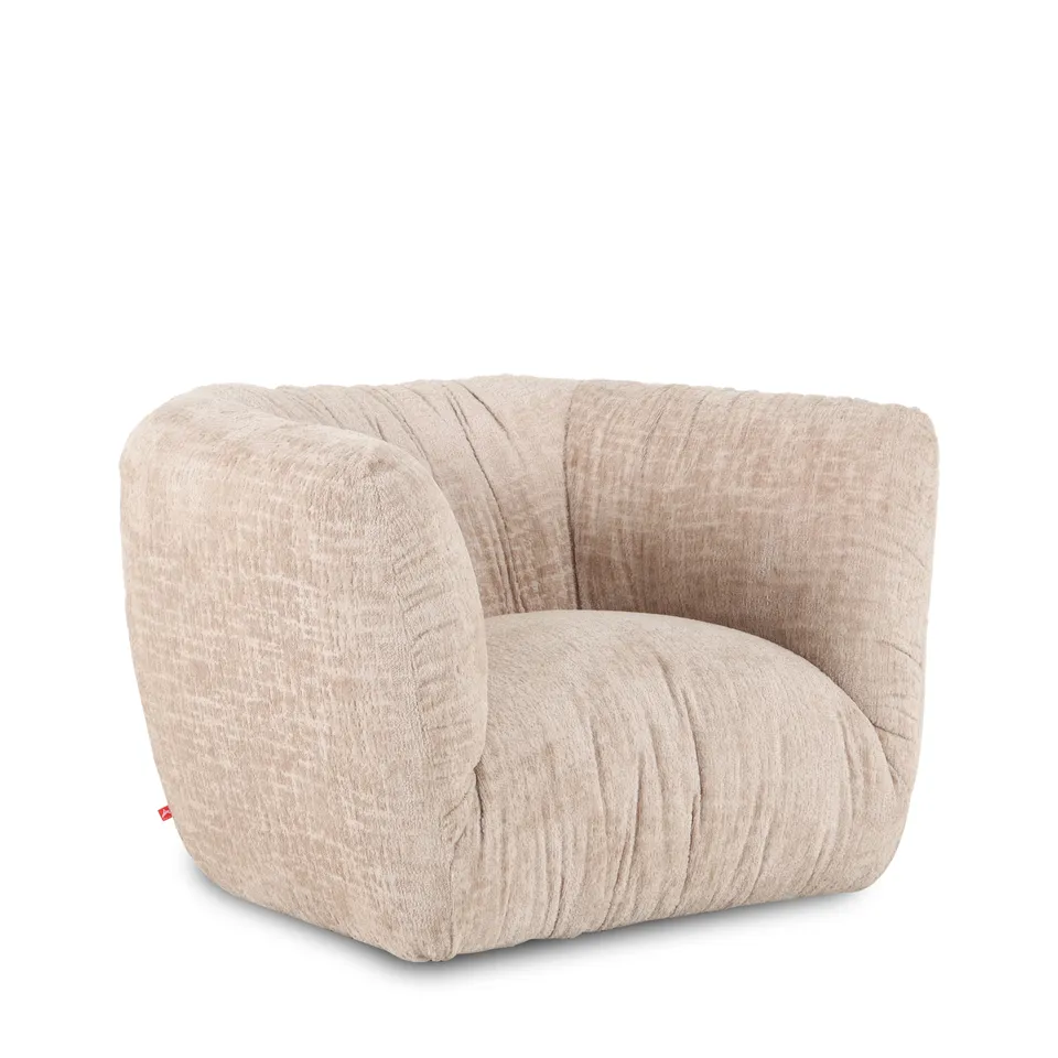 BRAND NEW BOXED ROCHE OBLIA SWIVEL CHAIR IN OMBRA FABRIC - SAND