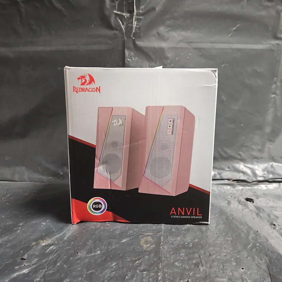 BOXED REDRAGON ANVIL STEREO GAMING SPEAKER IN PINK