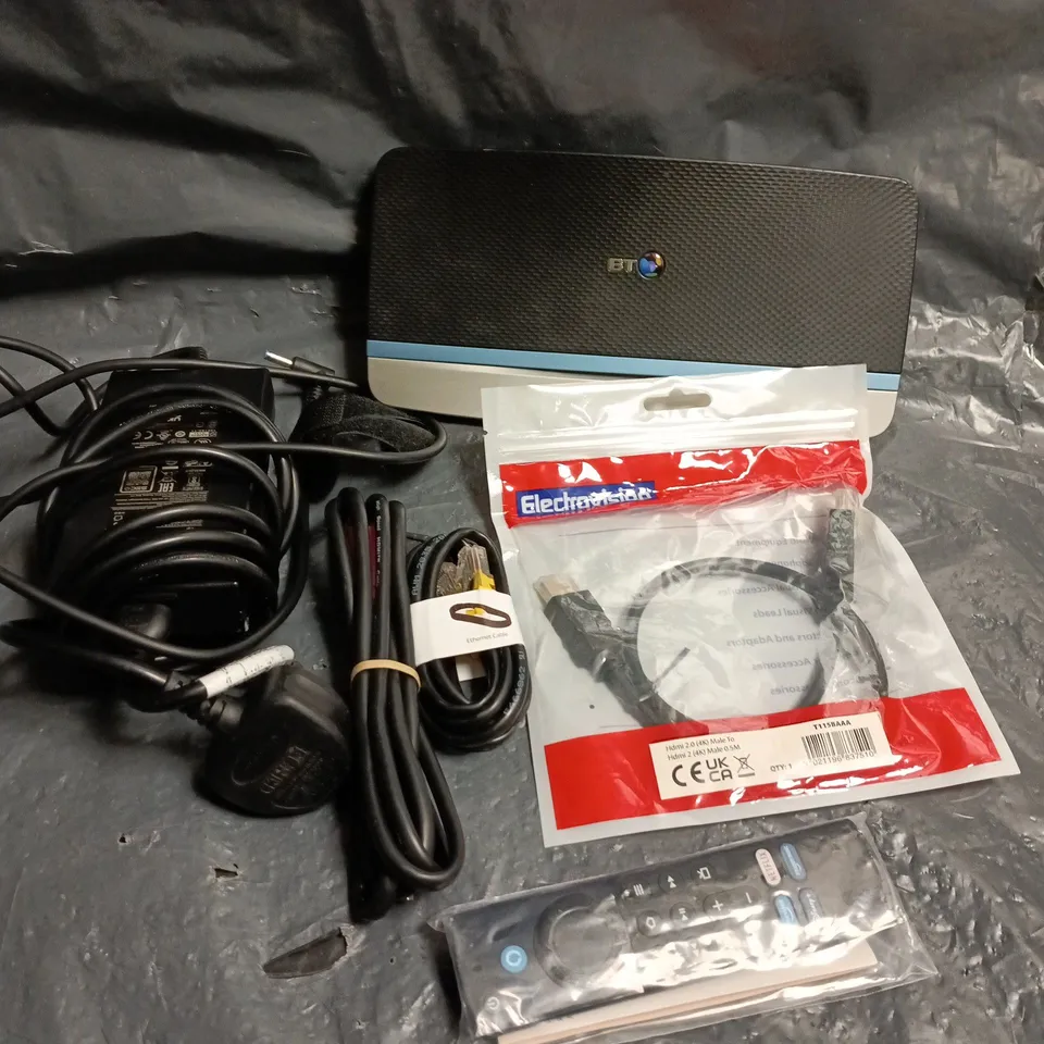 APPROXIMATELY 10 ASSORTED ELECTRICAL PRODUCTS TO INCLUDE NETWORK CABLES, POWER SUPPLIES, REPLACEMENT REMOTES ETC