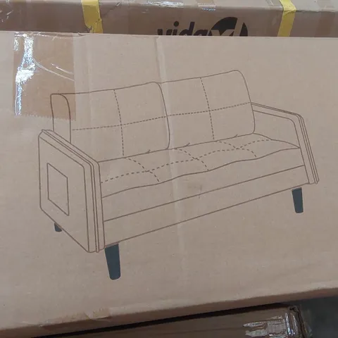 BOXED 2 SEATER SOFA, MODERN SOFA COUCH WITH THICKEN CUSHIONS, COMFY SOFA - GREY (1 BOX)