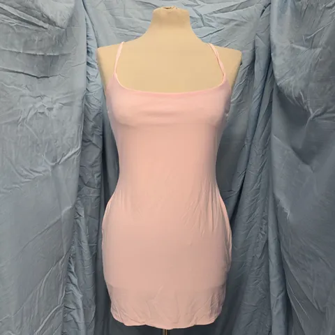 MISSY EMPIRE DOUBLE SCULPTED SLINKY THIN STRAP CAMI MINI DRESS IN PINK SIZE UK 10