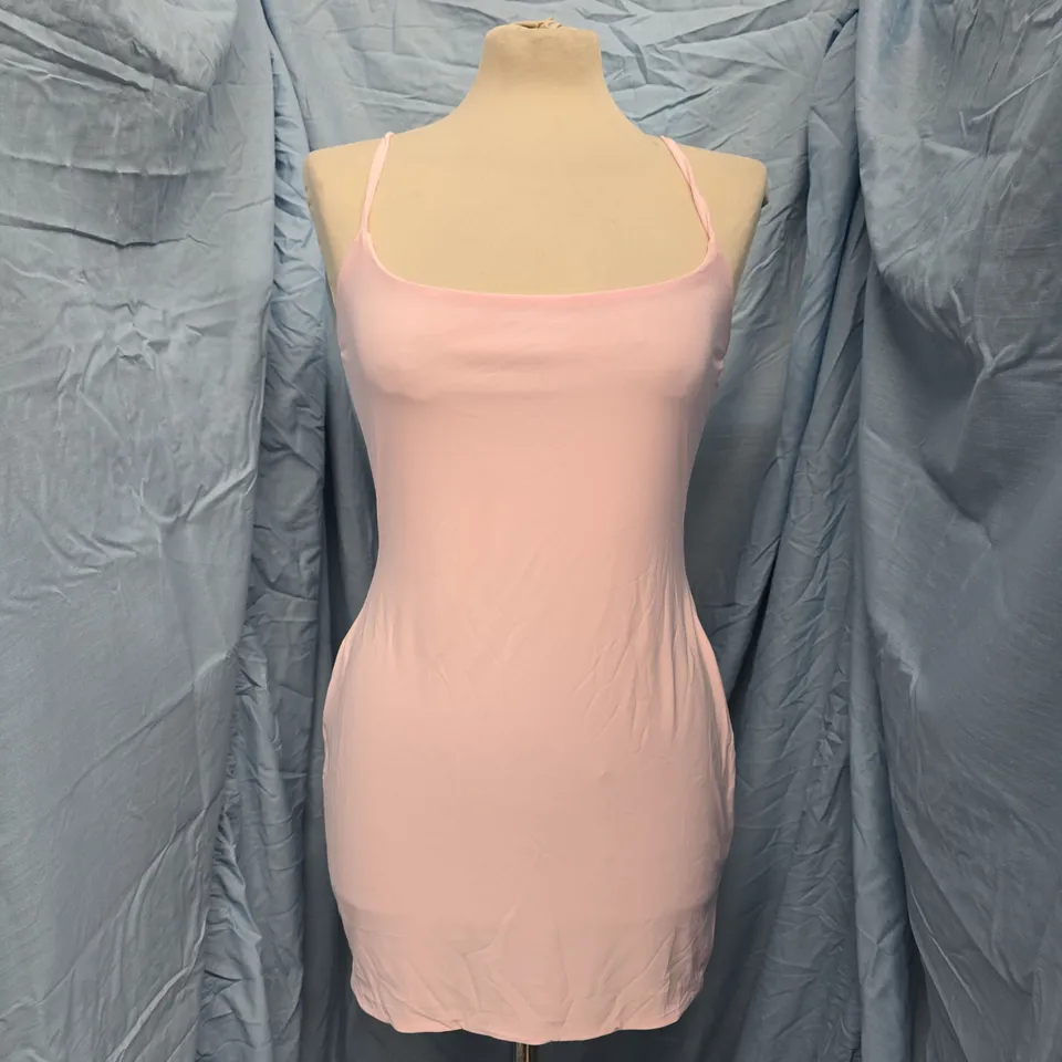 MISSY EMPIRE DOUBLE SCULPTED SLINKY THIN STRAP CAMI MINI DRESS IN PINK SIZE UK 10