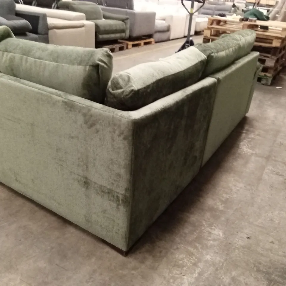 SALERNO STANDARD BACK RIGHT HAND FABRIC CORNER CHAISE SOFA – OLIVE GREEN RRP £999