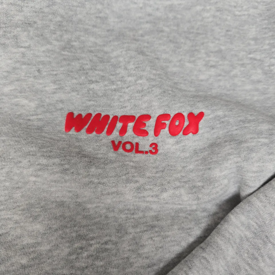 WHITE FOX GREY HOODIE WITH RED 'WHITE FOX VOL.3' LOGO SIZE XXL