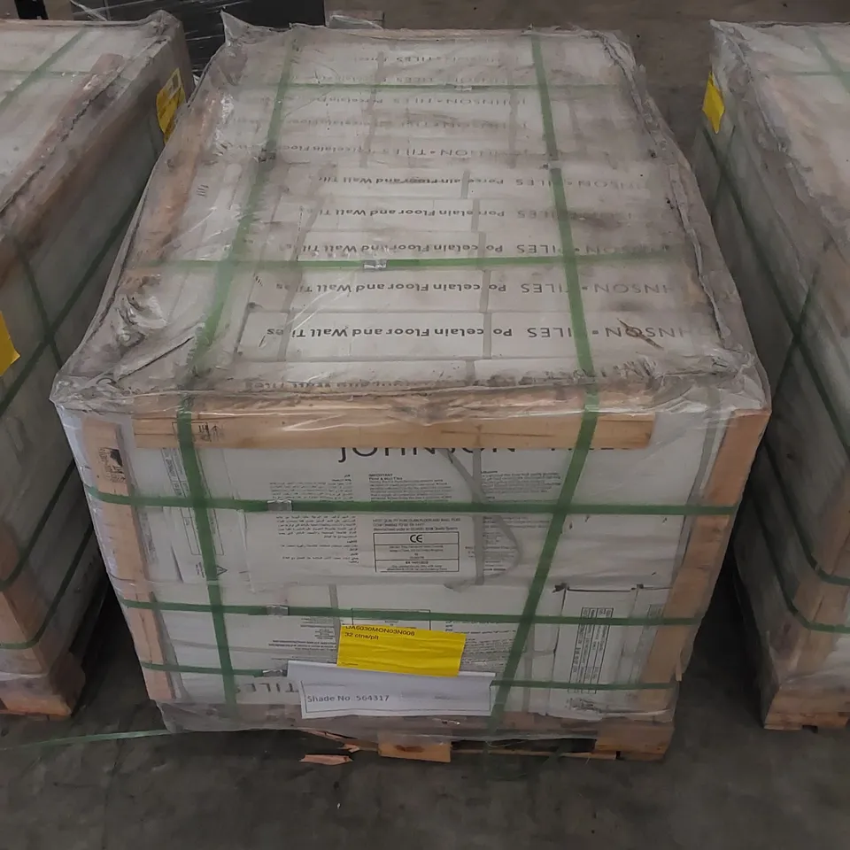 PALLET OF APPROX 32 X CARTONS OF JOHNSON TILES, NATURAL OYSTER PORCELAIN FLOOR & WALL TILES - 8 TILES PER CARTON // TILE SIZE: 300 x 600 x 9.8mm