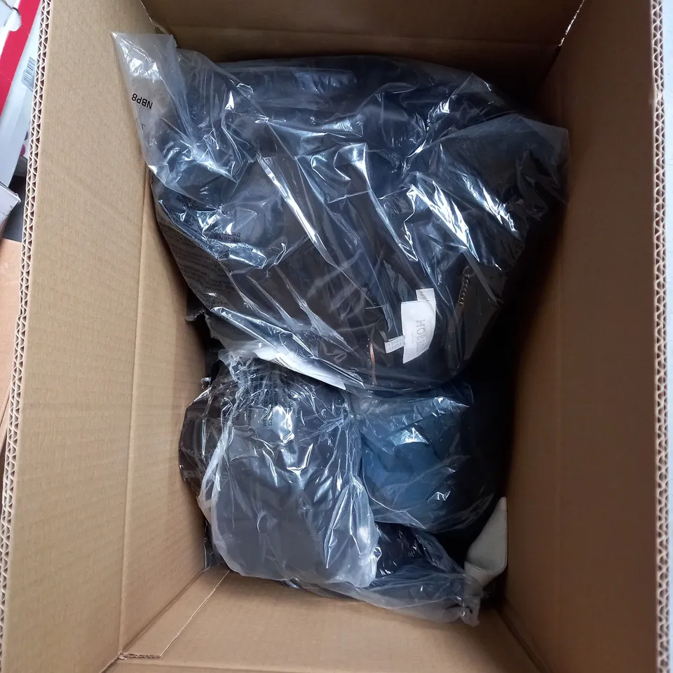 BOX OF 10 ASSORTED CLOTHING ITEMS IN VARIOUS STYLES AND SIZES TO INCLUDE WHITE STUFF CARDIGAN, FRANK USHER JUMPER, EVERYDAY JONES TOP, ETC.