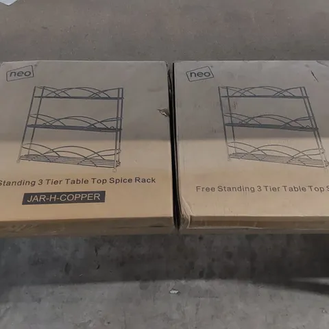 LOT OF 2X BOXED NEO FREE STANDING 3 TIER TABLE TOP SPICE RACKS (1 ITEM)