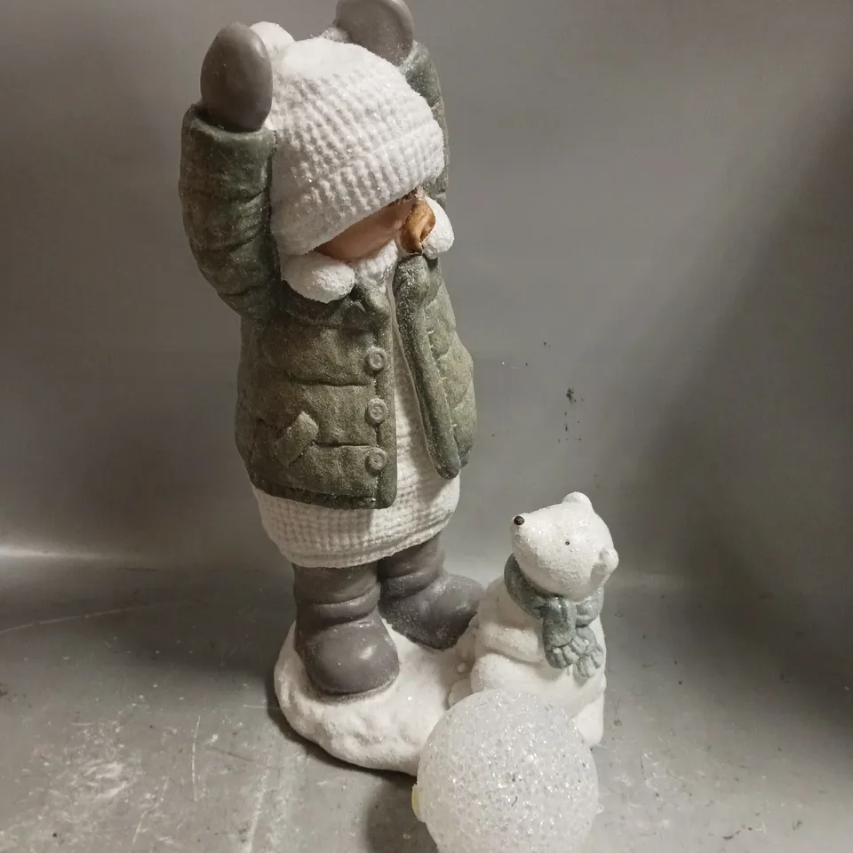 HEAVEN SENDS LIGHT-UP GIRL THROWING SNOWBALL CHRISTMAS ORNAMENT RRP £55.99