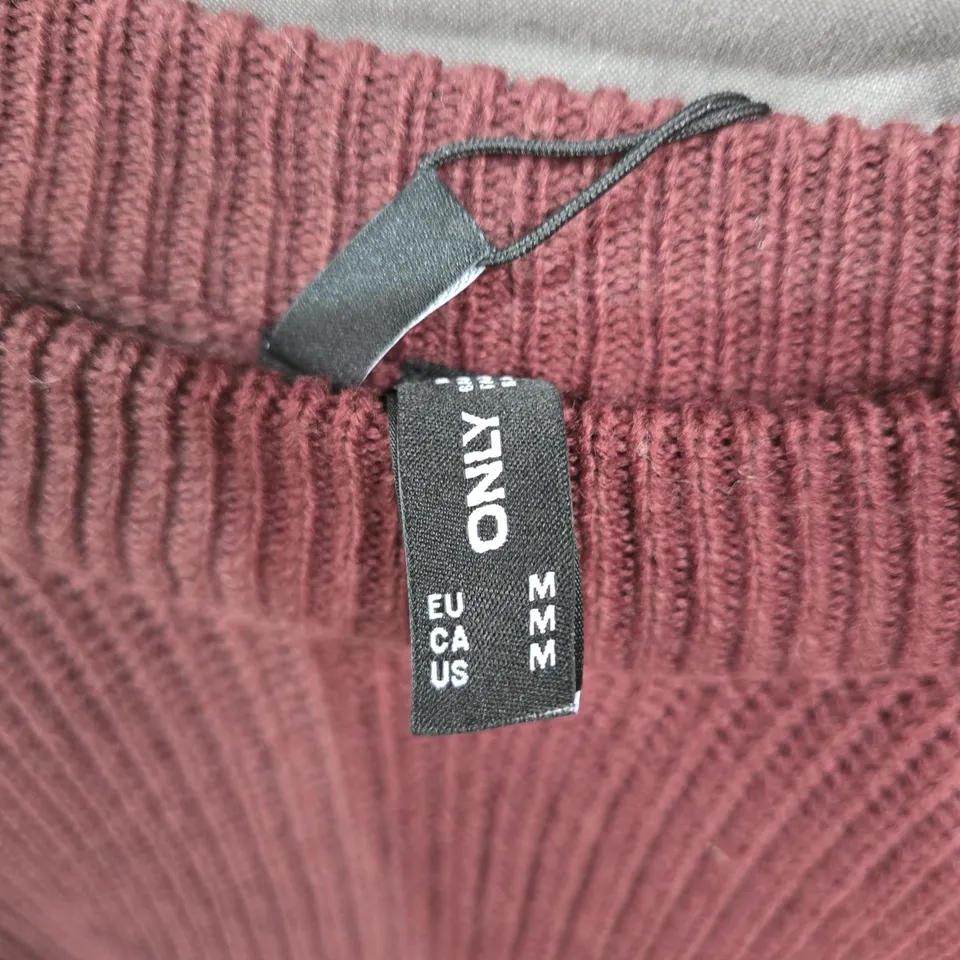 ONLY KNIT SWEATER – BURGUNDY, WOMEN'S UK SIZE M (EU/US M)