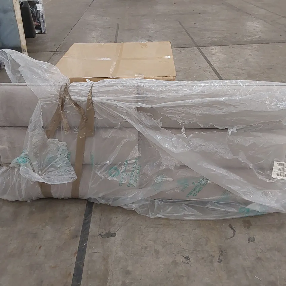 BAGGED DESIGNER BROMPTON BESPOKE 180cm SUPERKING VELVET FABRIC HEADBOARD - SILVER