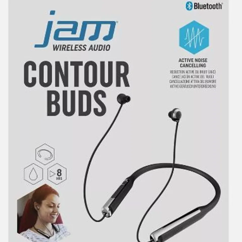 BOX OF FOUR JAM WIRELESS CONTOUR BUDS ACTIVE NOISE CANCELLING HX-EP750BK-EU