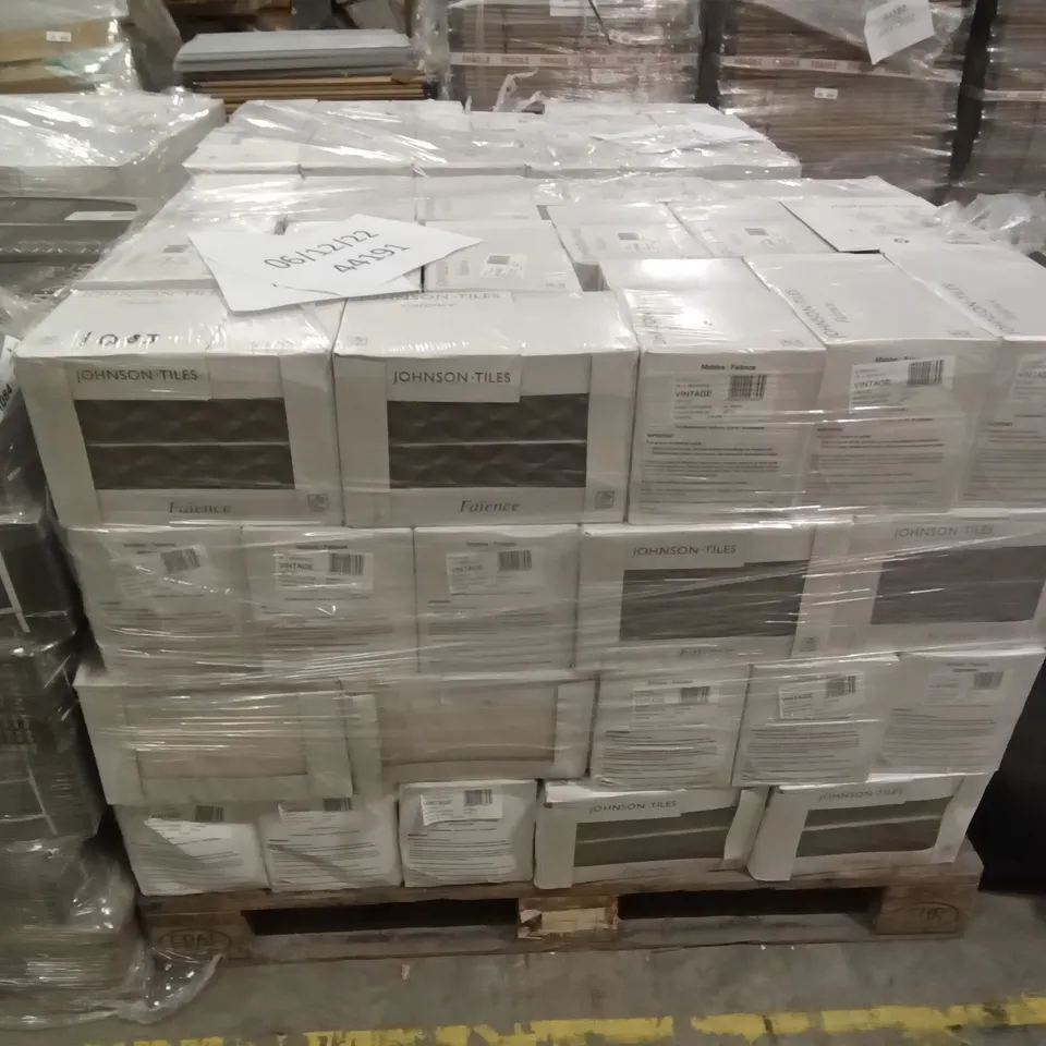 PALLET OF 64 PACKS OF 34 BRAND NEW VINTAGE TAUPE TILES- EACH PACK COVERS APPROXIMATELY 1M² (TOTAL APPROX. 64 Sq.Metres)