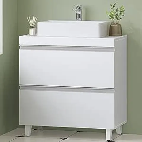 BOXED 3+ HZUANERI UNDER SINK BATHROOM CABINET, U-SHAPE SLOT FOR PIPE FIT, WHITE