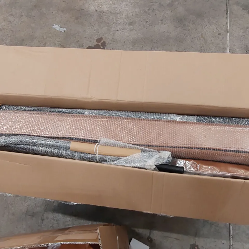 BOXED LOVESEAT SOFA WITH OTTOMAN - LIGHT BROWN (2 BOXES)