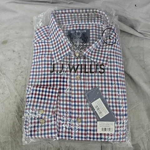 BAGGED J.J.WILLIS TATTERSALL CHECK SHIRT IN WHITE/NAVY/RED - LARGE