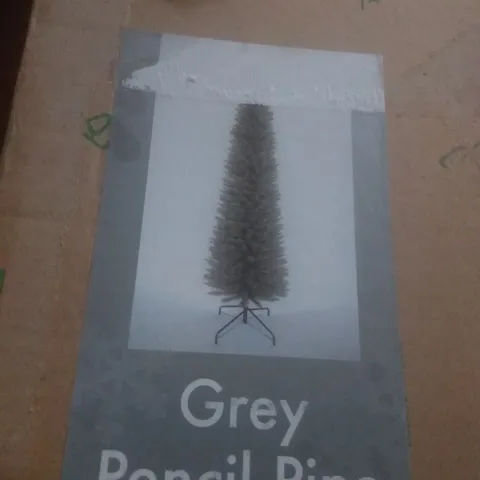 BOXED 180CM GREY PENCIL PINE CHRISTMAS TREE 180CM