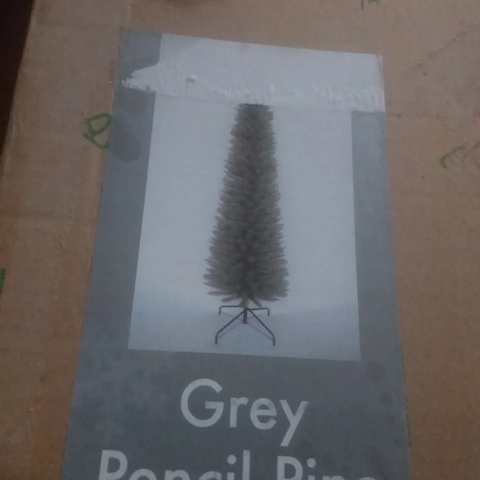 BOXED 180CM GREY PENCIL PINE CHRISTMAS TREE 180CM