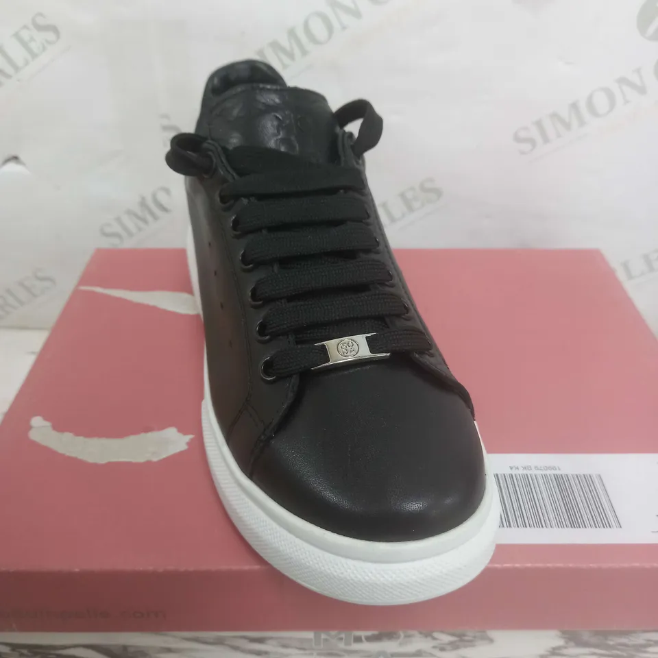 BOXED MODA IN PELLE black LEATHER TRAINERS SIZE 4