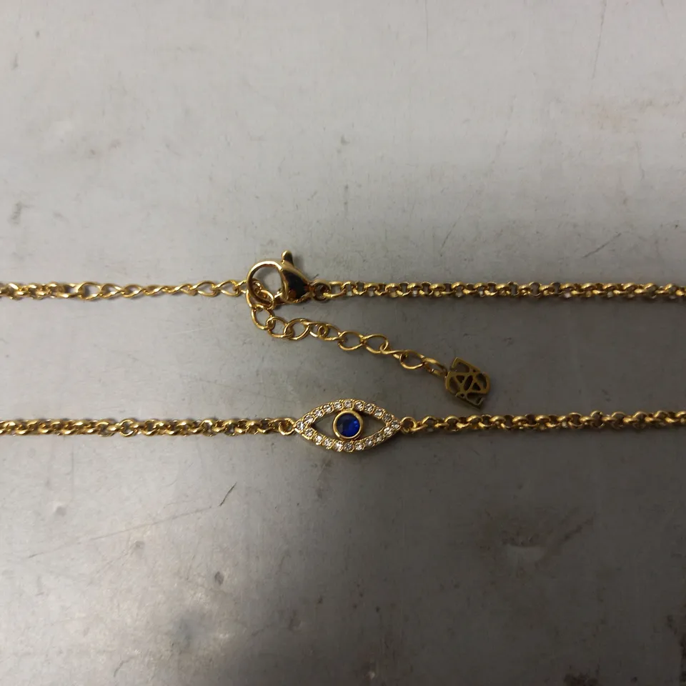 BOXED ABBOTT LYON EYE NECKLACE IN GOLD W. JEWEL EFFECT