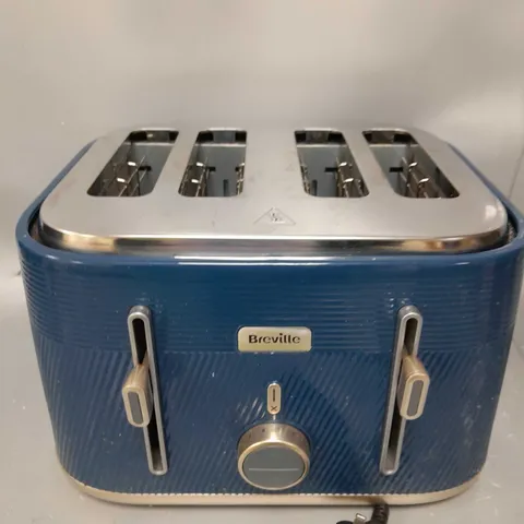 BREVILLE OBLIQ VTT996 4-SLICE TOASTER - NAVY & GOLD