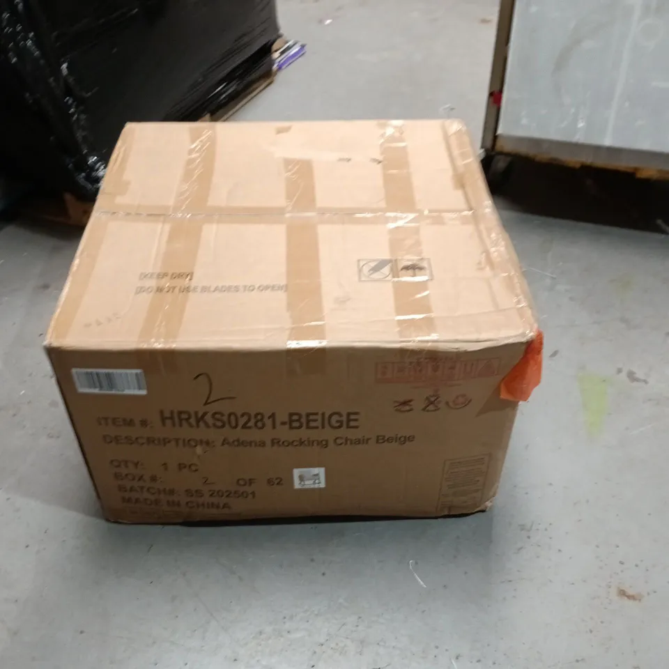BOXED ADENA ROCKING CHAIR IN BEIGE - 1 BOX