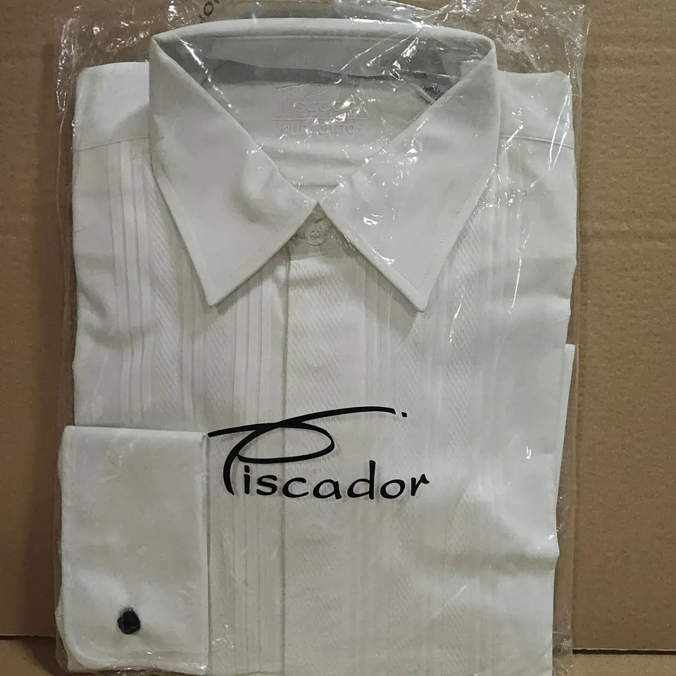 BAGGED PISCADOR STRIPED LONG SLEEVE WHITE SHIRT - 15.5/40
