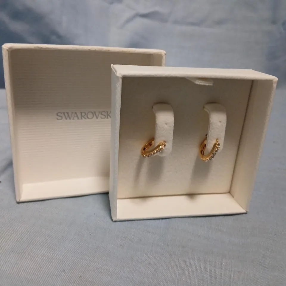 SWAROVSKI GOLD-TONE CRYSTAL HOOP EARRINGS