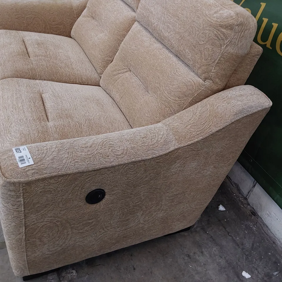 DESIGNER POWER RECLINING TWO SEATER SOFA CARAMEL FABRIC 