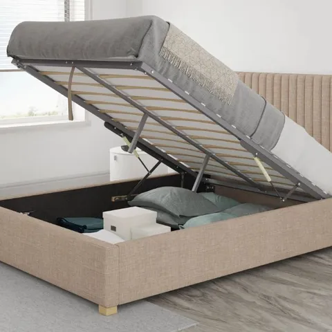 BOXED CHEVY UPHOLSTERED OTTOMAN BED // SIZE: 6FT SUPERKING (3 BOXES)