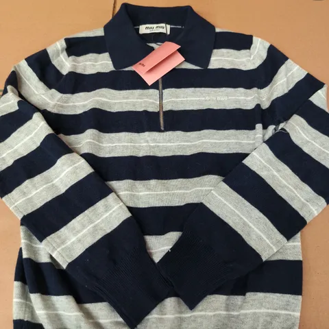 MIU MIU STRIPE KNIT ZIP SWEATER – SIZE UNSPECIFIED