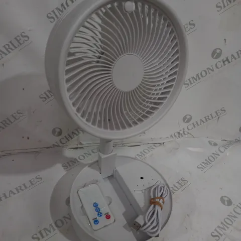 BOXED BELL & HOWELL OSCILLATING FOLDING RECHARGEABLE FAN, WHITE