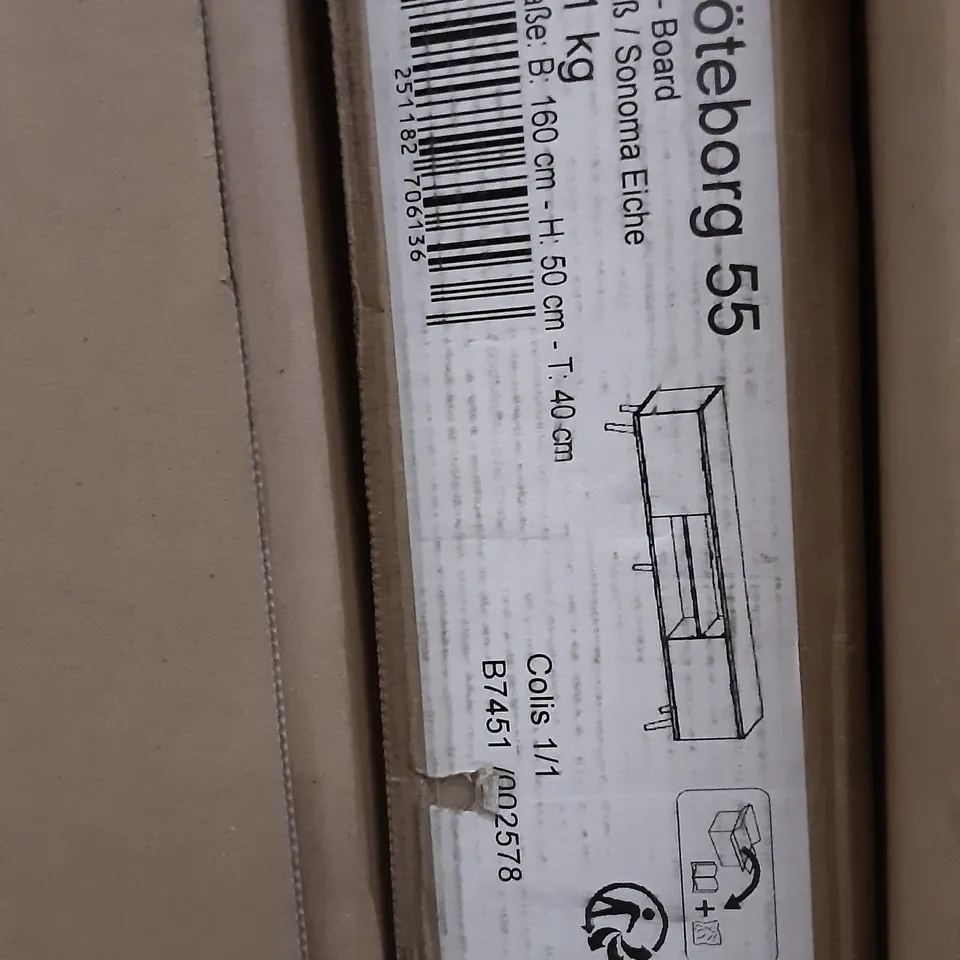 BOXED DESIGNER GÖTEBORG 55 TV UNIT CABINET IN WHITE/SONOMA OAK  - B:160 CM - H:50 CM - T:40 CM