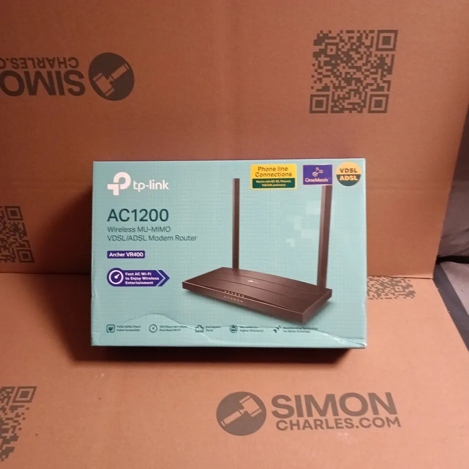 TP-LINK AC1200 WIRELESS MU-MIMO VDSL/ADSL MODEM ROUTER (ARCHER VR400) – BOXED