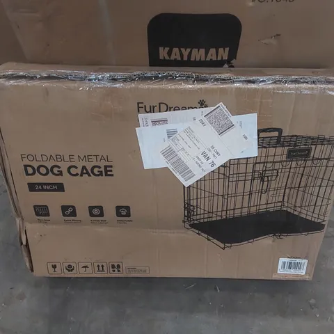 BOXED 24INCH FOLDING METAL DOG CAGE