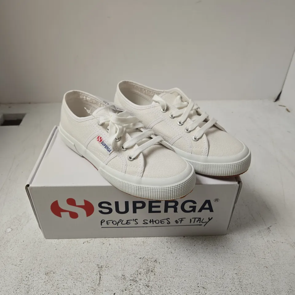 SUPERGA 2750 COTU CLASSIC WHITE CANVAS SNEAKERS – UK 3.5