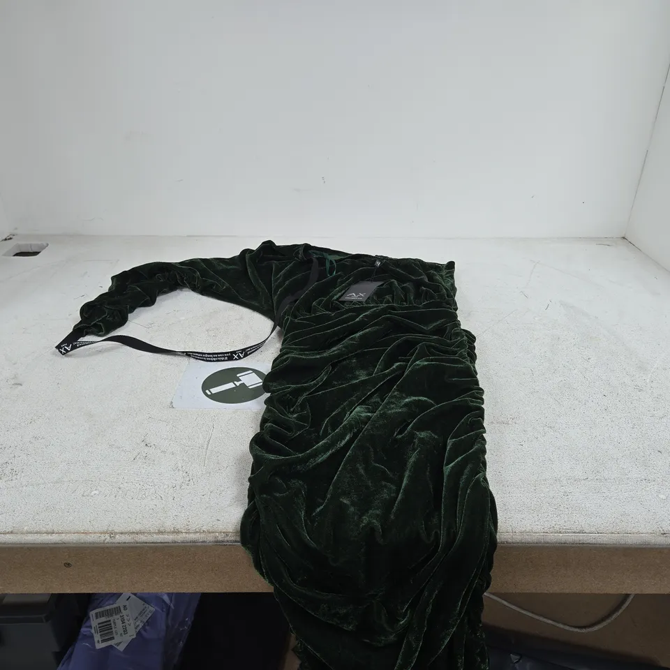 AX PARIS GREEN ONE SLEEVE RUCHED SIDE DRESS UK 10 TAGGED