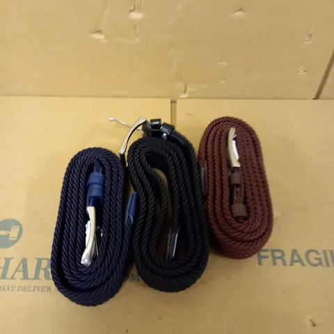 LOT OF 3 PLATTED ROPE STYLE BELTS - SIZE UNSPECIFIED