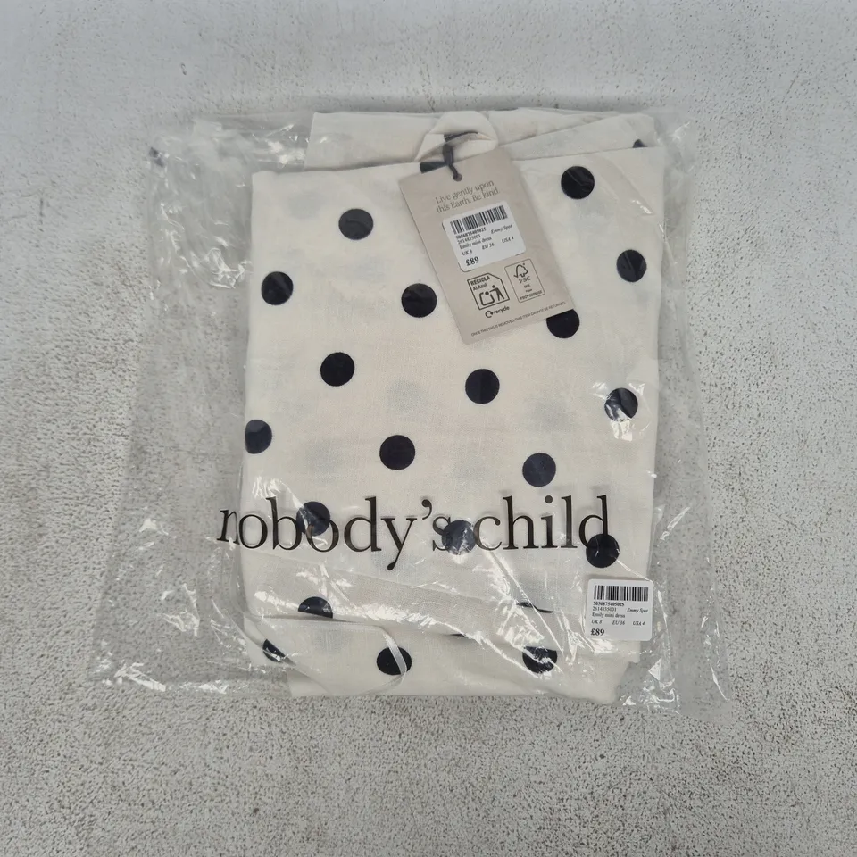 BAGGED NOBODY'S CHILD EMILY MINI DRESS IN EMMY SPOT SIZE UK 8