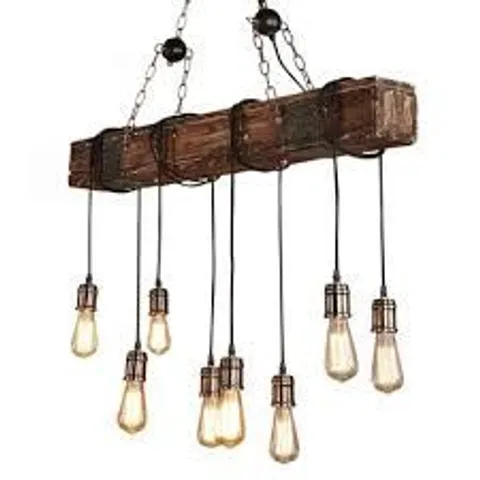 BOXED ALDRICH 8-LIGHT WOOD KITCHEN ISLAND PENDANT (1 BOX)