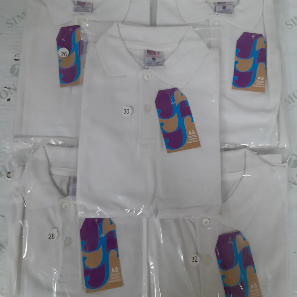 BOX OF APPROX. 40 AKIF STYLES SCHOOL WEAR BOYS POLO SHIRTS IN DIFFERENT SIZES TO INCLUDE - EU 30 - EU 28 - EU 32 ETC